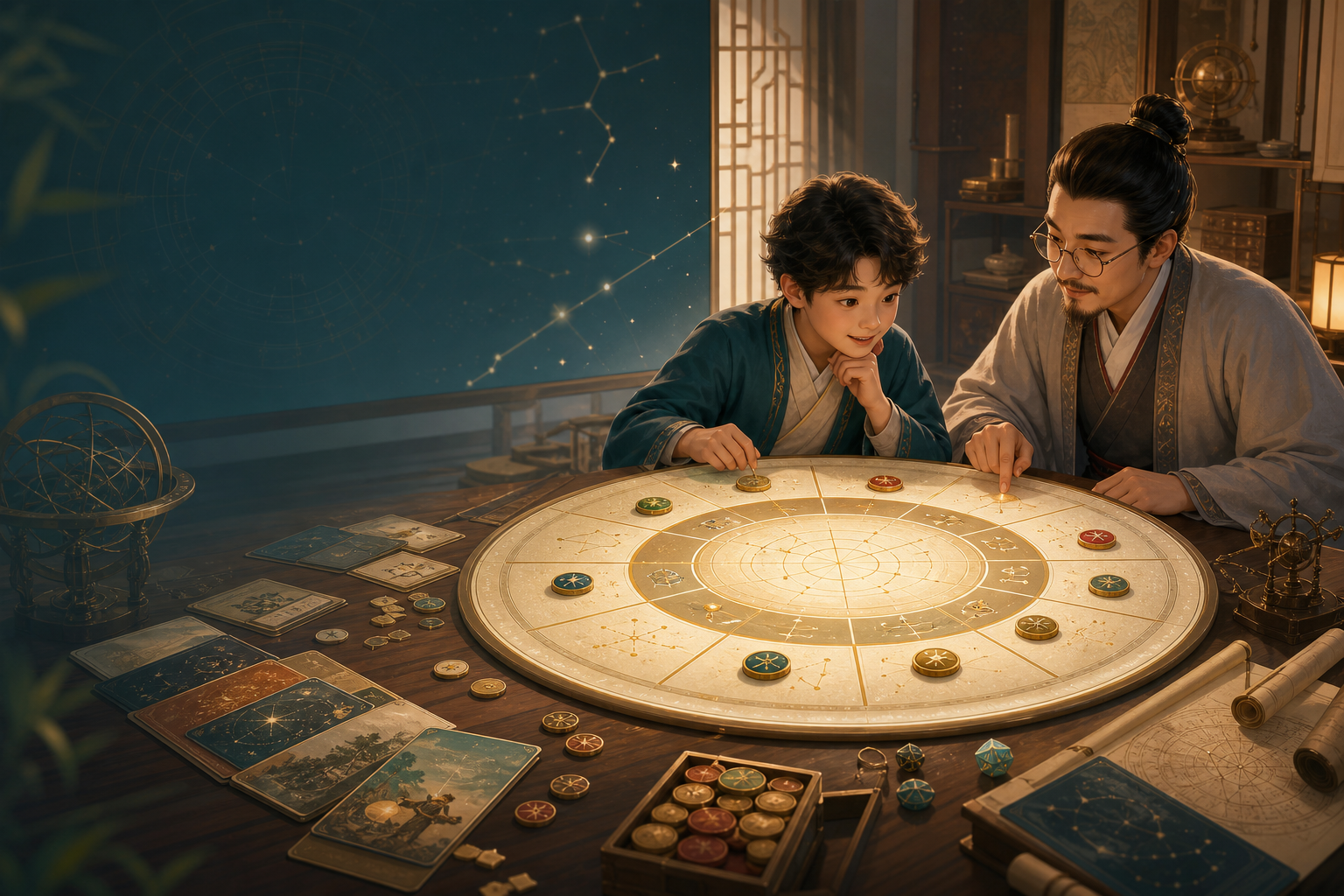 紫微斗數學習棋盤與教學場景