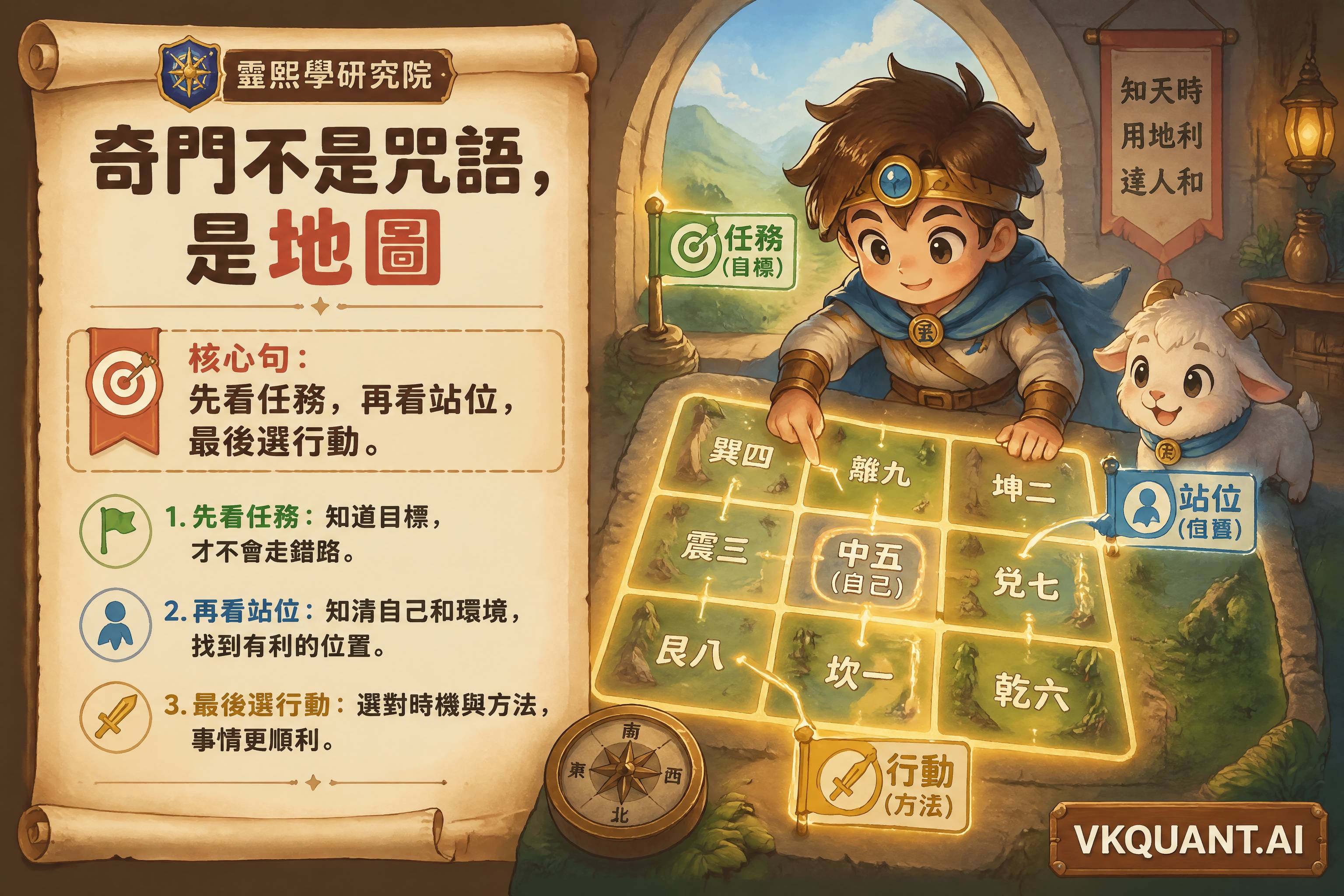 奇門遁甲像時空作戰地圖的教學插圖